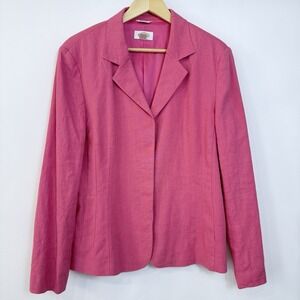 Vintage Talbots Pink Linen Blend Blazer Jacket Size 16 Lightweight Preppy Office